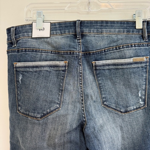 WHBM Straight Crop Jeans Size 10 Denim Floral Embroidered Cropped Raw Edge NWT - Picture 7 of 13